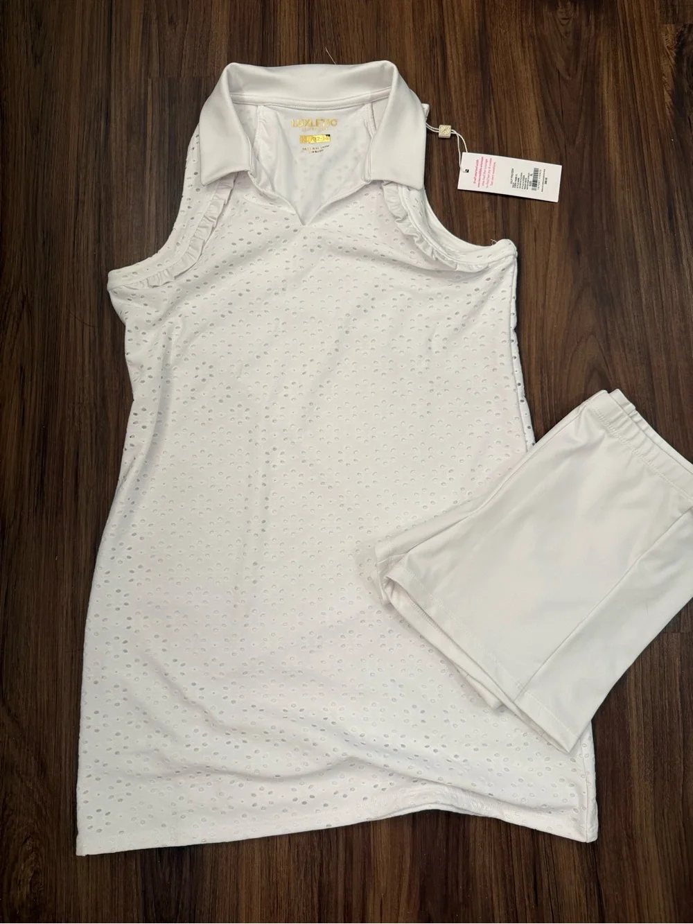 Girls Lilly Pulitzer Mini Martina White Eyelet Polo Dress with Matching Shorts